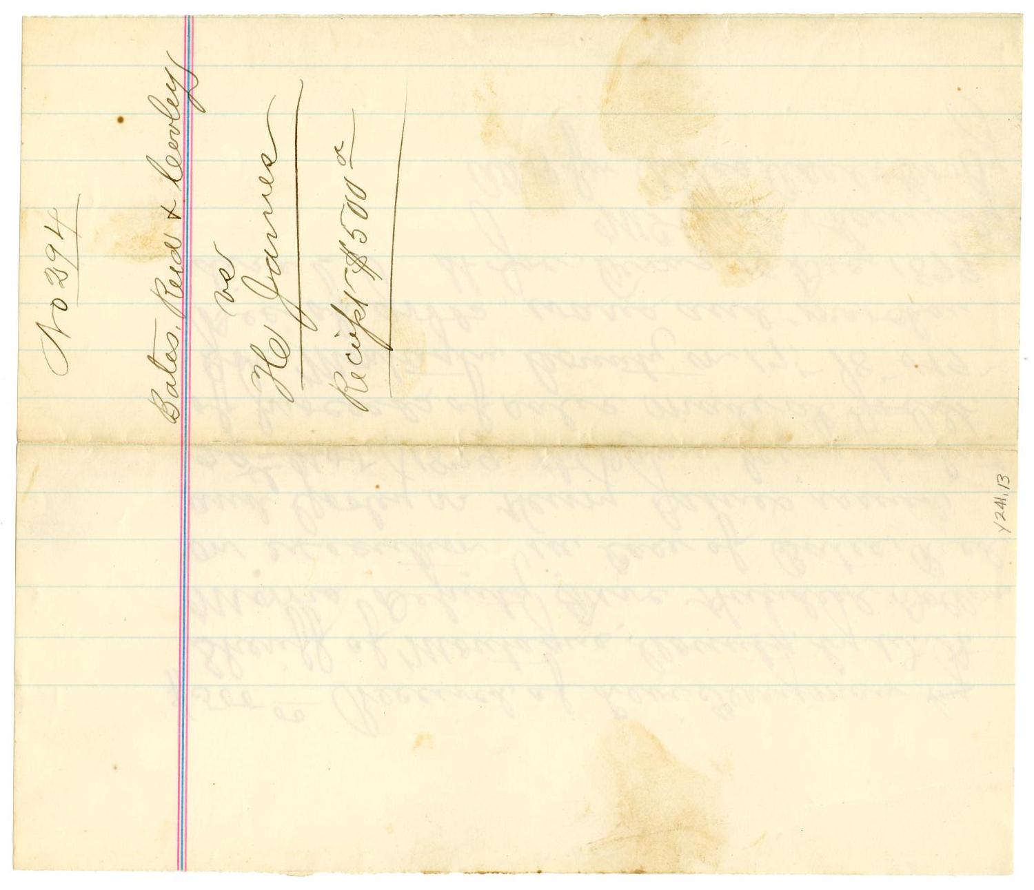 [Receipt of Levi Perryman, December 19, 1879]
                                                
                                                    [Sequence #]: 2 of 2
                                                