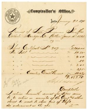 Primary view of object titled '[Receipt of Levi Perryman, January 21, 1879]'.