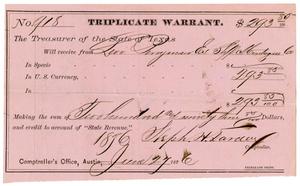 Primary view of [Triplicate Warrant, June 27, 1876]
