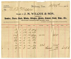 [Bill from J. M. Wilcox & Son, October 8, 1896]