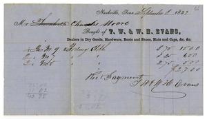 Primary view of object titled '[Receipt from T. W. and W. H. Evans to Charles Moore, September 8, 1852]'.