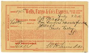 [Money Receipt, July 23, 1891]
