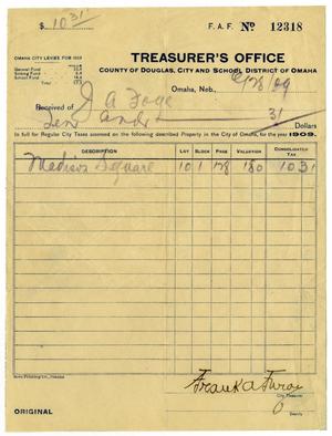[Receipt for taxes paid, June 28, 1909]
