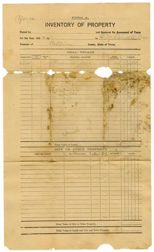 Primary view of object titled '[Inventory of Property, 1899]'.