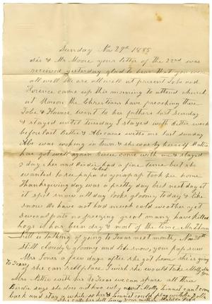 Primary view of object titled '[Letter from Matilda Dodd and Willie McGee to Mary and Charles B. Moore, November 29, 1885]'.