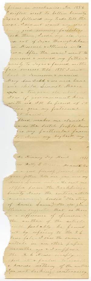 Primary view of object titled '[Letter from Charles B. Moore to Patty Brown, March 1891]'.