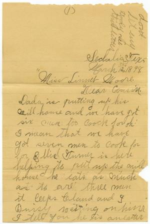 [Letter from Belle Jernigan to Linnet Moore, March 12, 1898]