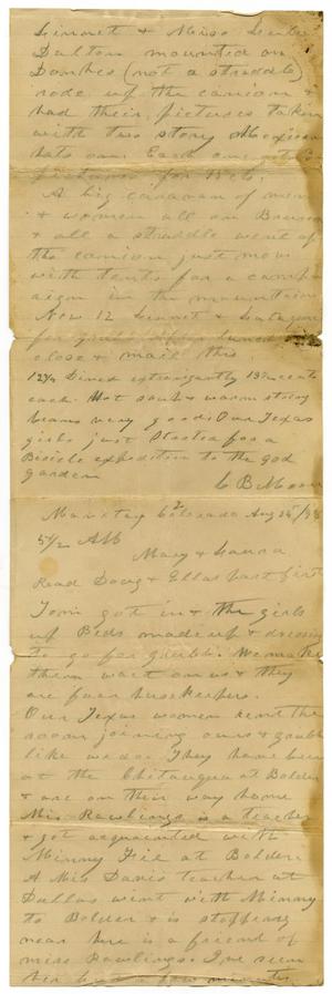 Primary view of [Letter from Charles B. Moore to Mary Ann Moore, August 24, 1898]