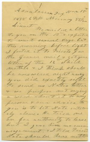 [Letter from Charles B. Moore to Linnet Moore, November 16, 1898]