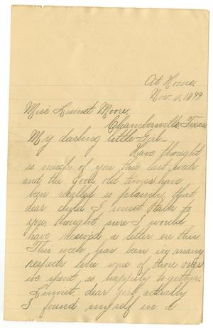 [Letter from Lula Dalton to Linnet Moore, November 4, 1899]