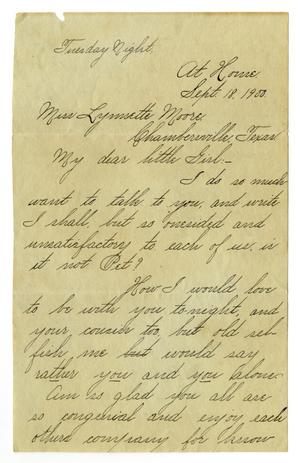 [Letter from Lula Dalton to Linnet Moore, September 18, 1900]