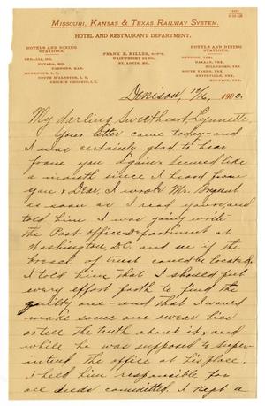[Letter from from Claude D. White to Linnet Moore, December 16, 1900]