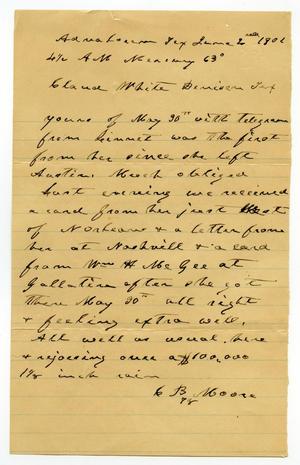 [Letter from C. B. Moore to Claude D. White, June 2, 1901]