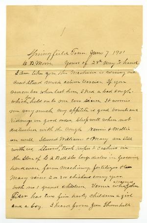 [Letter from John Stewart to C. B. Moore, June 7,1901]