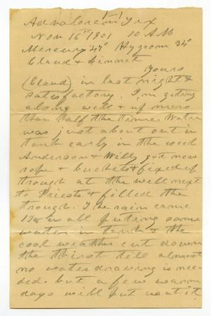 [Letter from Charles B. Moore to Linnet and Claude White, November 16, 1901]