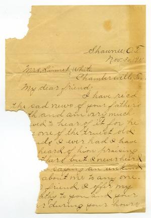 [Letter to Mrs. Linnet White from her friend Bain, November 30, 1901]