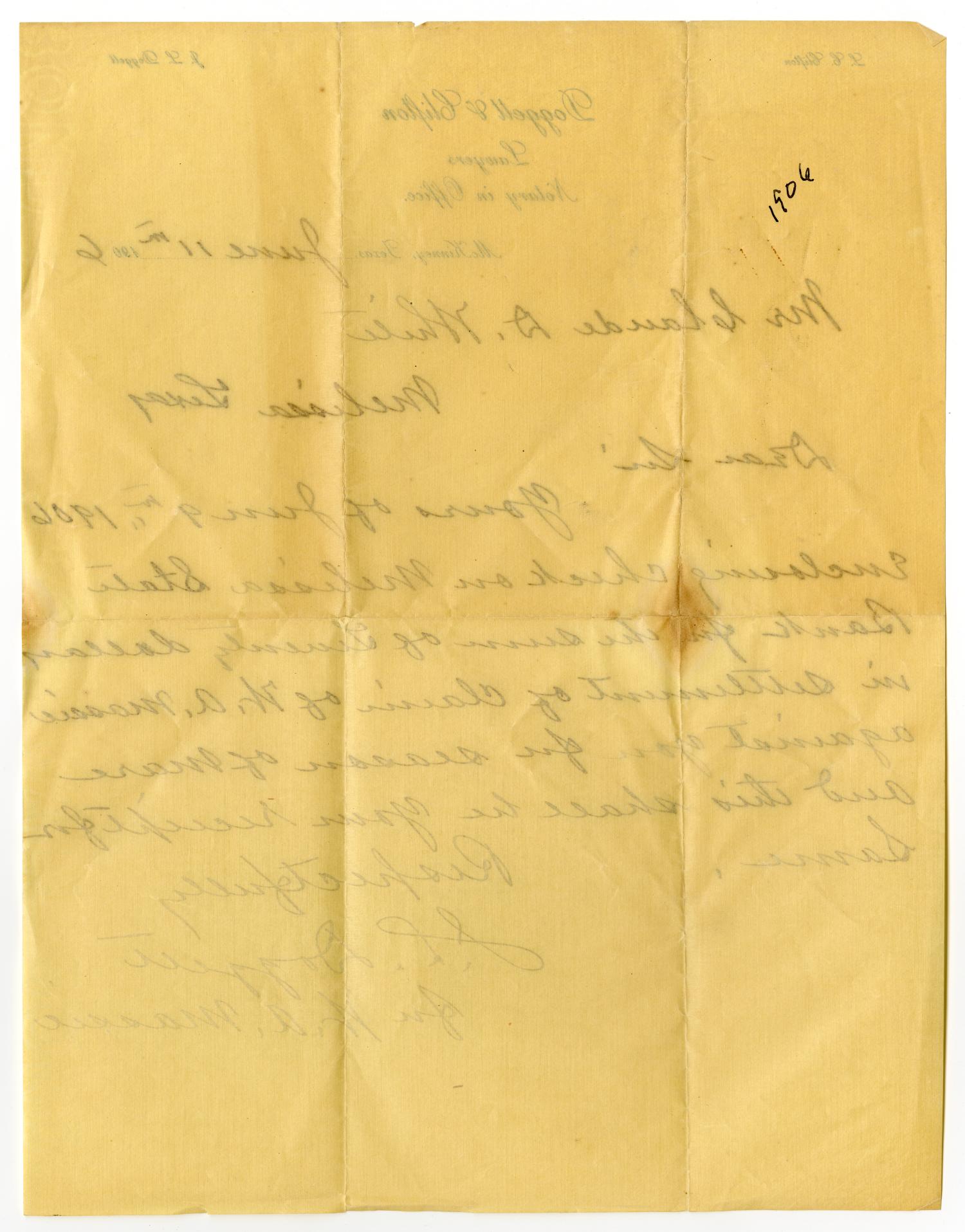 [Letter from J. L. Doggett to Claude D. White, June 11, 1906]
                                                
                                                    [Sequence #]: 2 of 2
                                                
