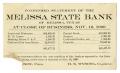 Thumbnail image of item number 2 in: '[Melissa State Bank Statement, November 16, 1909]'.