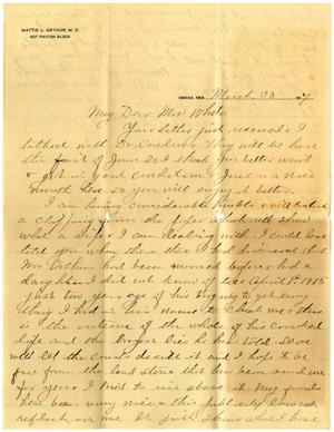 [Letter from Mattie L. Arthur to Linnet White, March 30, 1917]