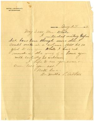 [Letter from Mattie L. Arthur to Linnet White, August 24, 1917]