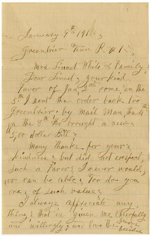 [Letter from Sally Thornhill to Linnet White, January 9, 1914]