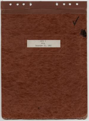 Primary view of object titled '[News Story Log: July 1 to December 31, 1991]'.