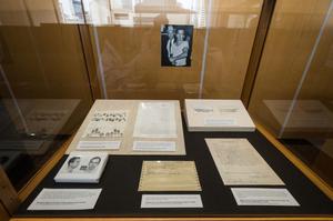 Primary view of object titled '[Lee Harvey Oswald exhibit at JFK Reception]'.