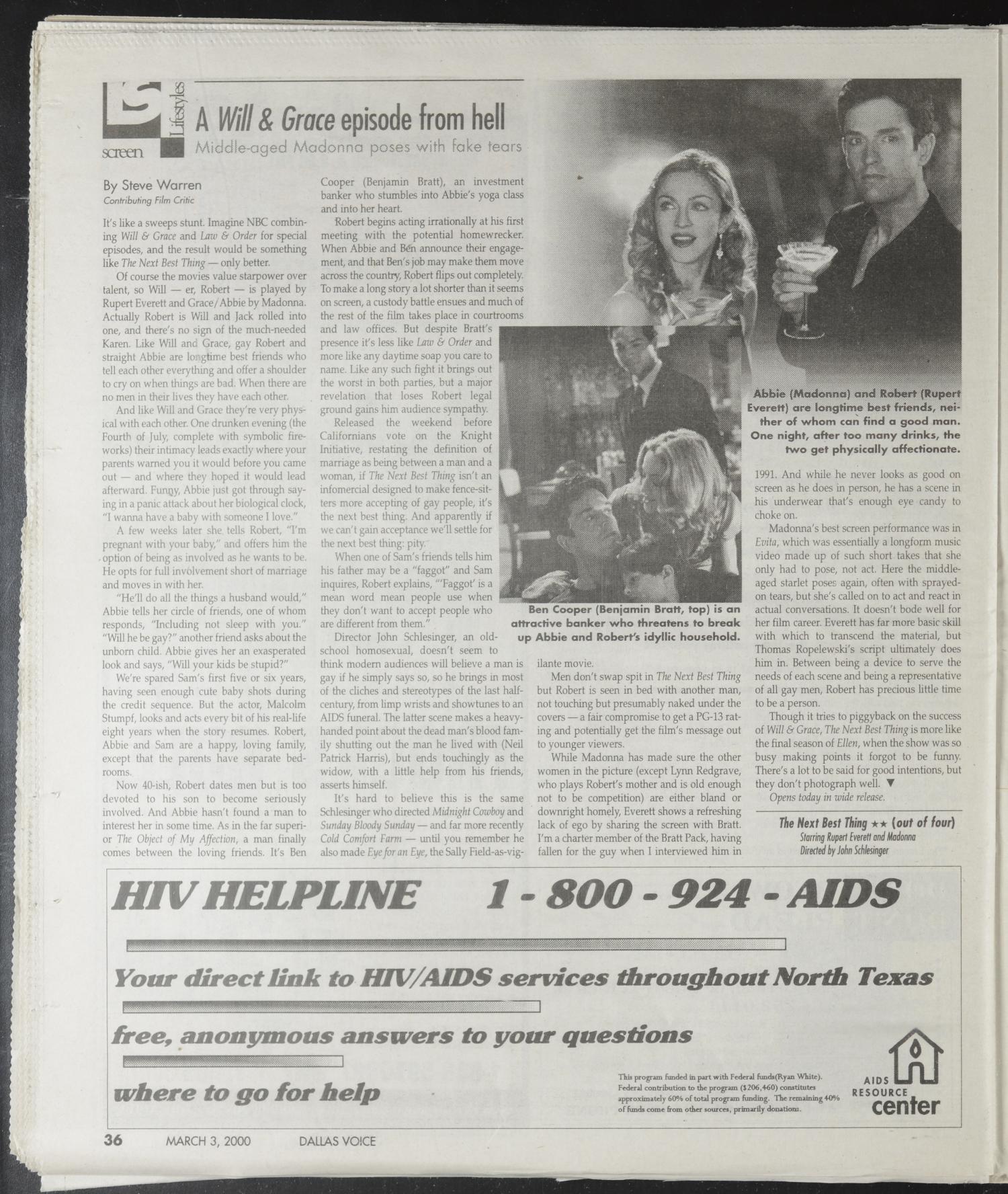 Dallas Voice (Dallas, Tex.), Vol. 16, No. 44, Ed. 1 Friday, March 3, 2000
                                                
                                                    [Sequence #]: 36 of 102
                                                