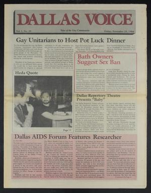 Dallas Voice (Dallas, Tex.), Vol. 1, No. 29, Ed. 1 Friday, November 23, 1984