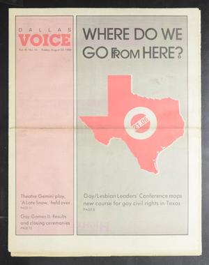 Dallas Voice (Dallas, Tex.), Vol. 3, No. 16, Ed. 1 Friday, August 22, 1986