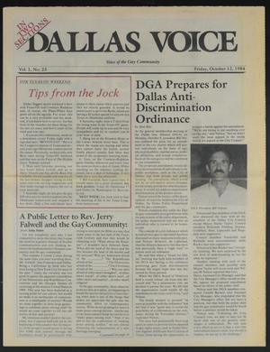 Dallas Voice (Dallas, Tex.), Vol. 1, No. 23, Ed. 1 Friday, October 12, 1984