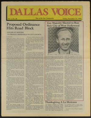 Dallas Voice (Dallas, Tex.), Vol. 1, No. 28, Ed. 1 Friday, November 16, 1984