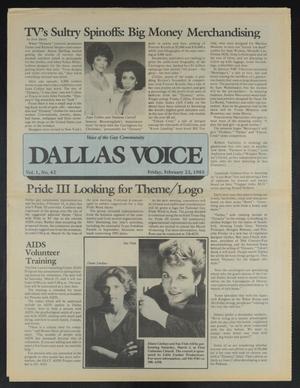 Dallas Voice (Dallas, Tex.), Vol. 1, No. 42, Ed. 1 Friday, February 22, 1985