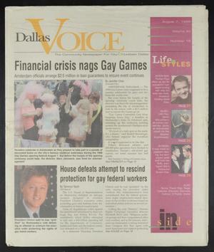 Dallas Voice (Dallas, Tex.), Vol. 15, No. 15, Ed. 1 Friday, August 7, 1998