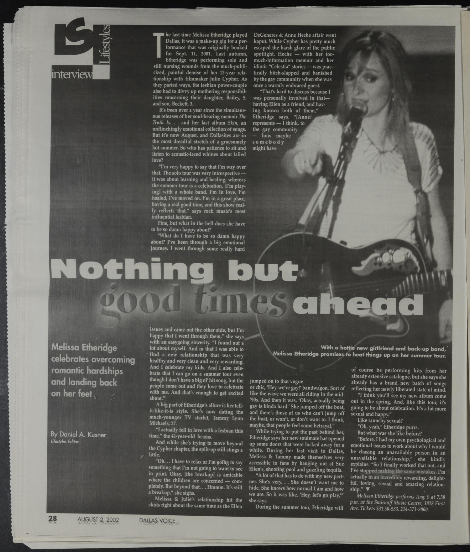 Dallas Voice (Dallas, Tex.), Vol. 19, No. 14, Ed. 1 Friday, August 2, 2002
                                                
                                                    [Sequence #]: 28 of 68
                                                