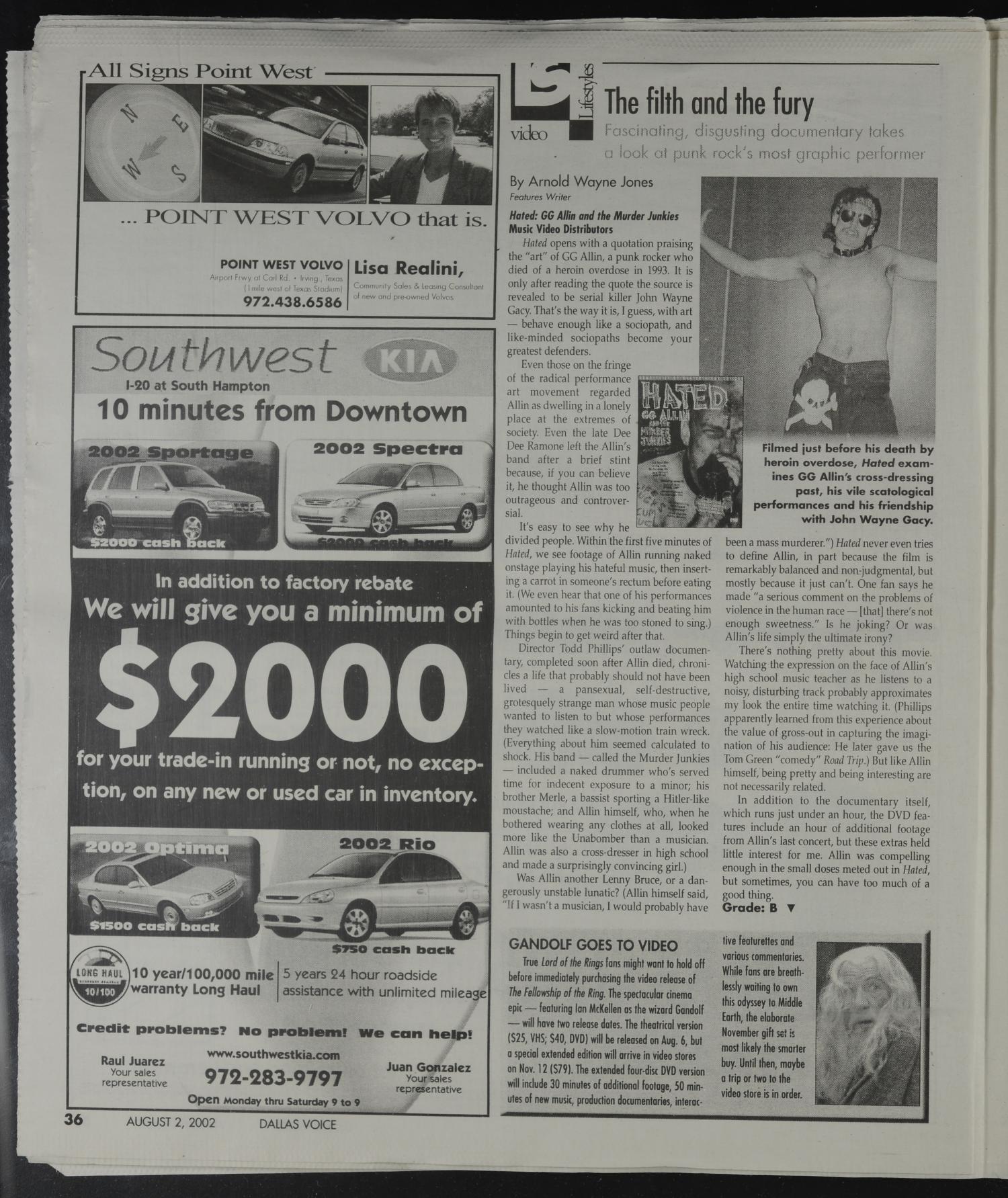 Dallas Voice (Dallas, Tex.), Vol. 19, No. 14, Ed. 1 Friday, August 2, 2002
                                                
                                                    [Sequence #]: 36 of 68
                                                