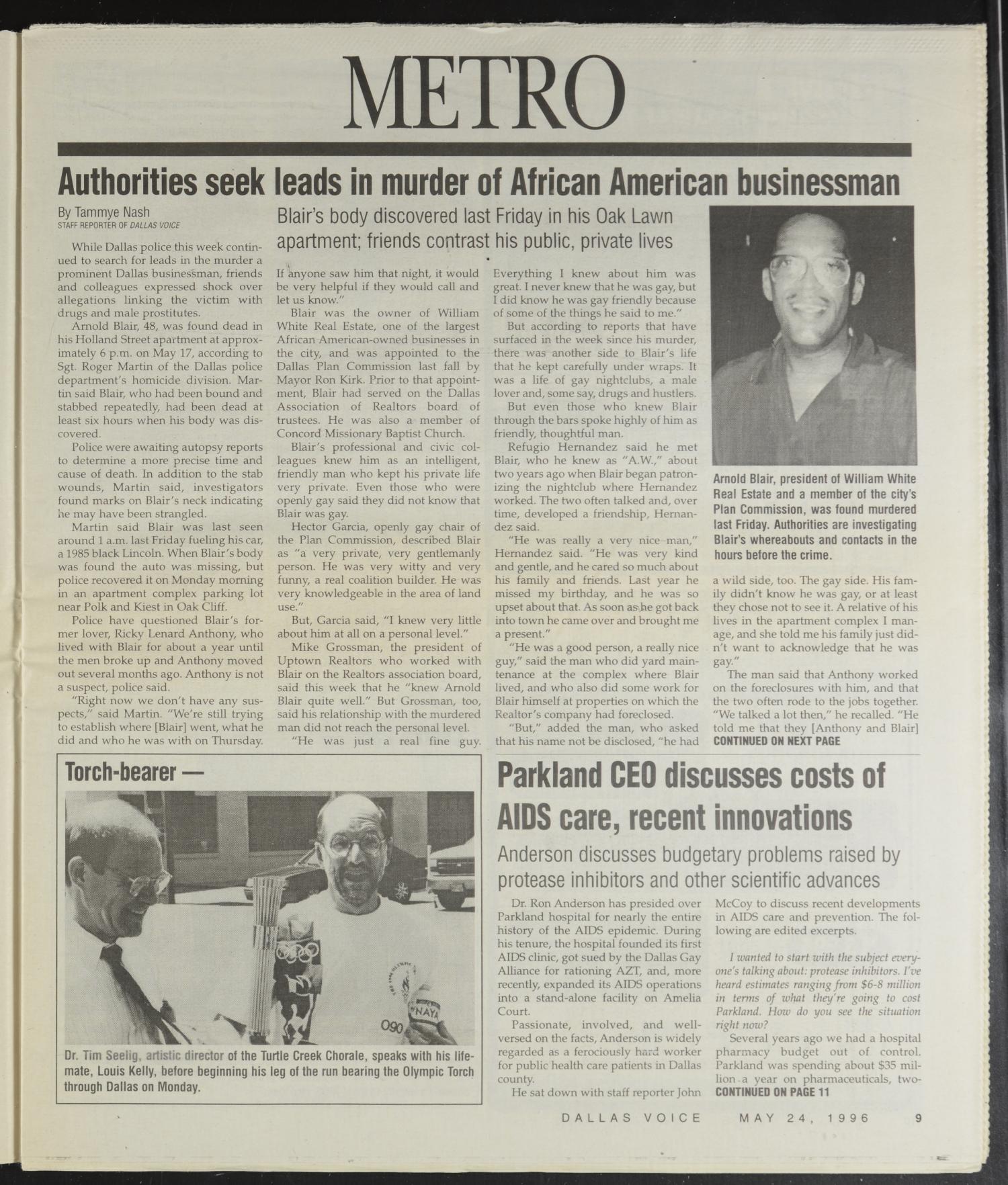 Dallas Voice (Dallas, Tex.), Vol. 13, No. 4, Ed. 1 Friday, May 24, 1996
                                                
                                                    [Sequence #]: 9 of 68
                                                